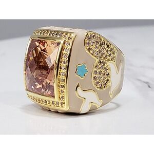 Lauren G Adams DOVE RING LIVE FREE enamel statement cocktail wanderlust boho